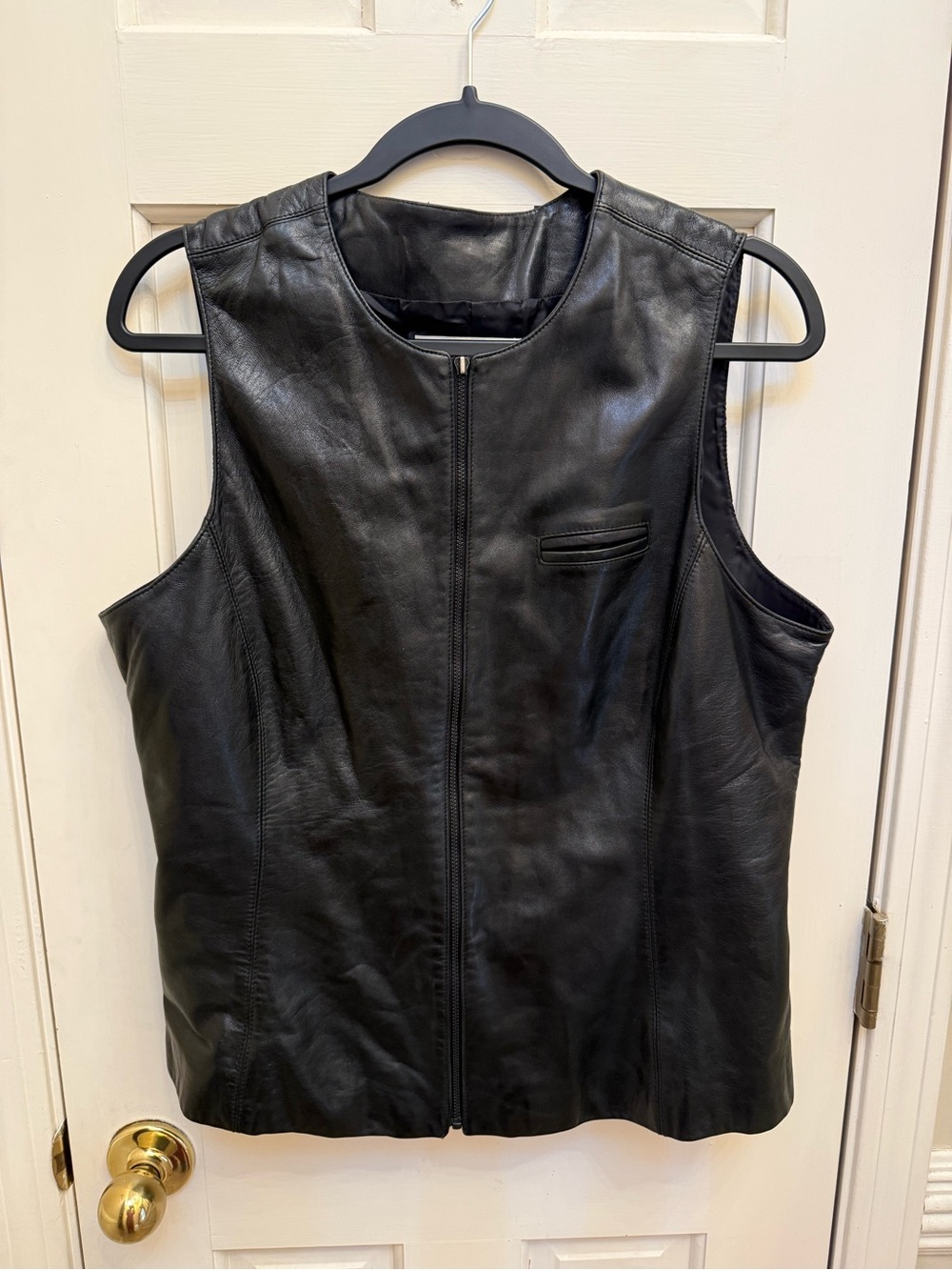 Dana Buchman Black Genuine Leather Zip Vest Size 14